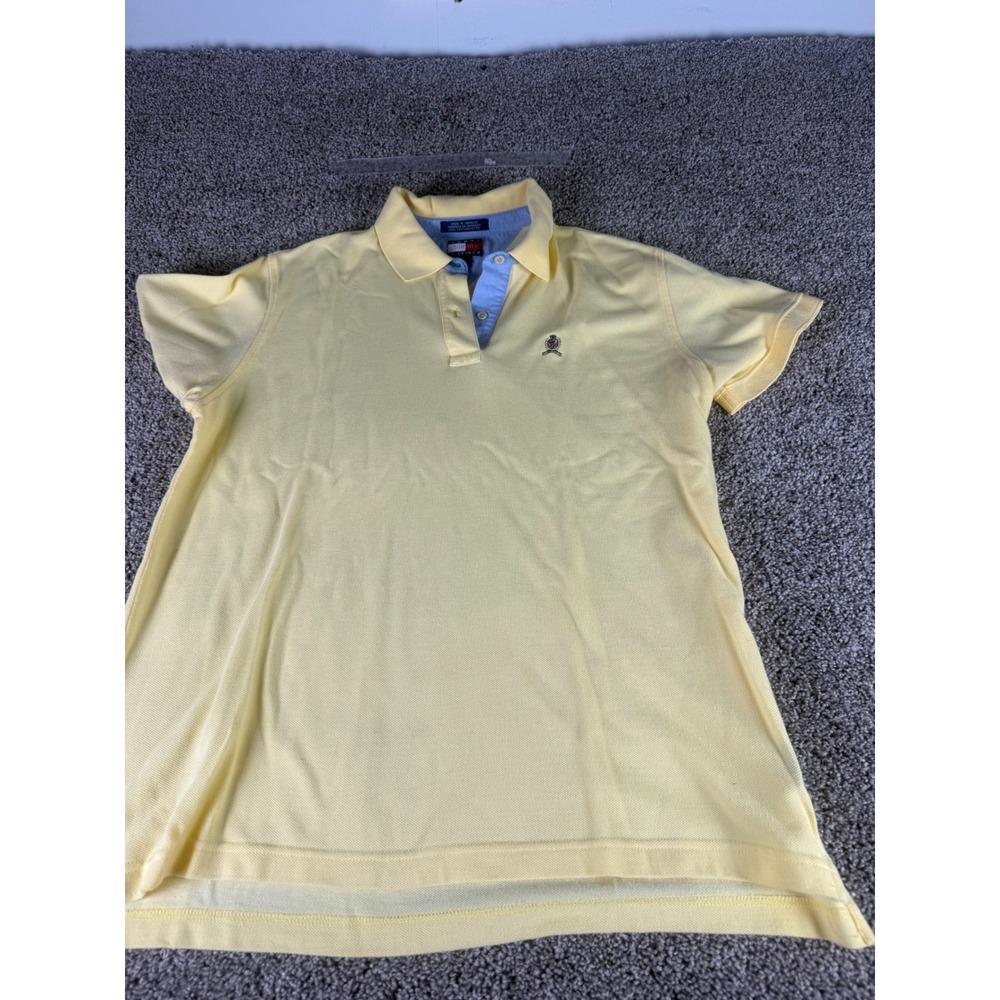 Tommy Hilfiger Mens XL Yellow Cotton Pique Polo Shirt Short Sleeve Crest Logo